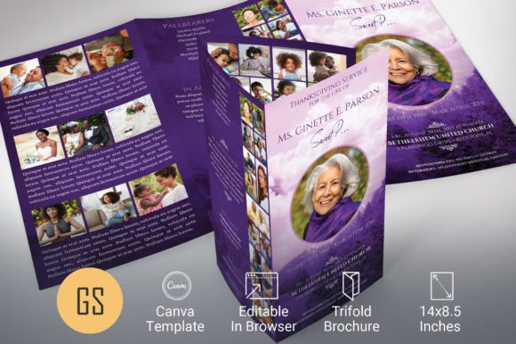 Download Violet Sky Legal Trifold Funeral Program - Funeral program Collection