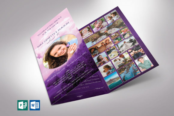 Download Purple Sky Trifold Funeral Program Word - Funeral program Collection