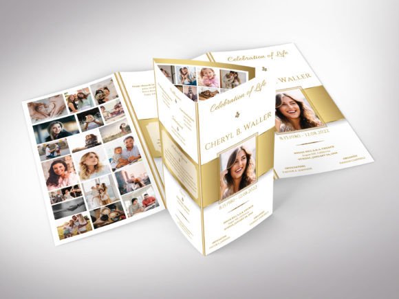 Download White Gold Legal Trifold Funeral Program - Funeral program Collection