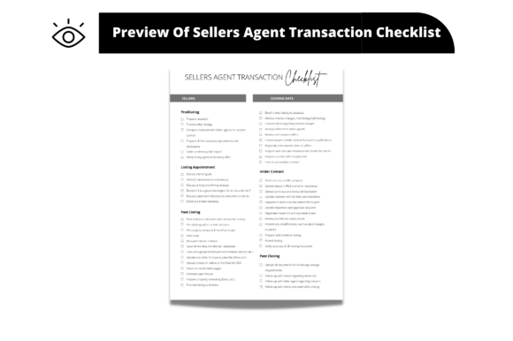 Download Sellers Agent Transaction Checklist - Premium Resources