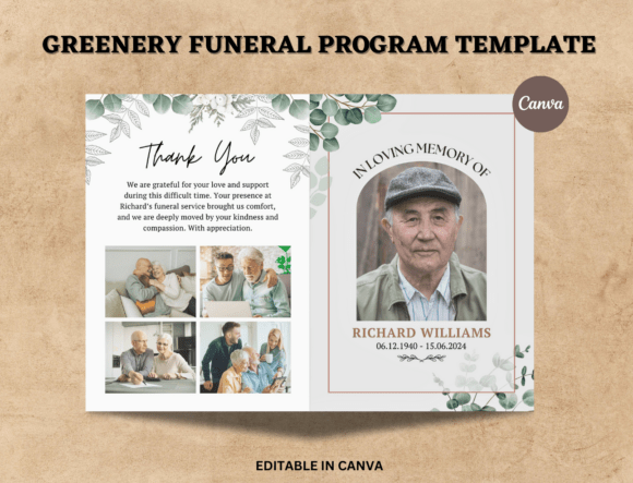 Download Editable Greenery Funeral Program - Funeral program Collection